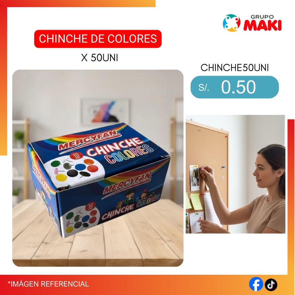 CHINCHE DE COLORES X 50UNI