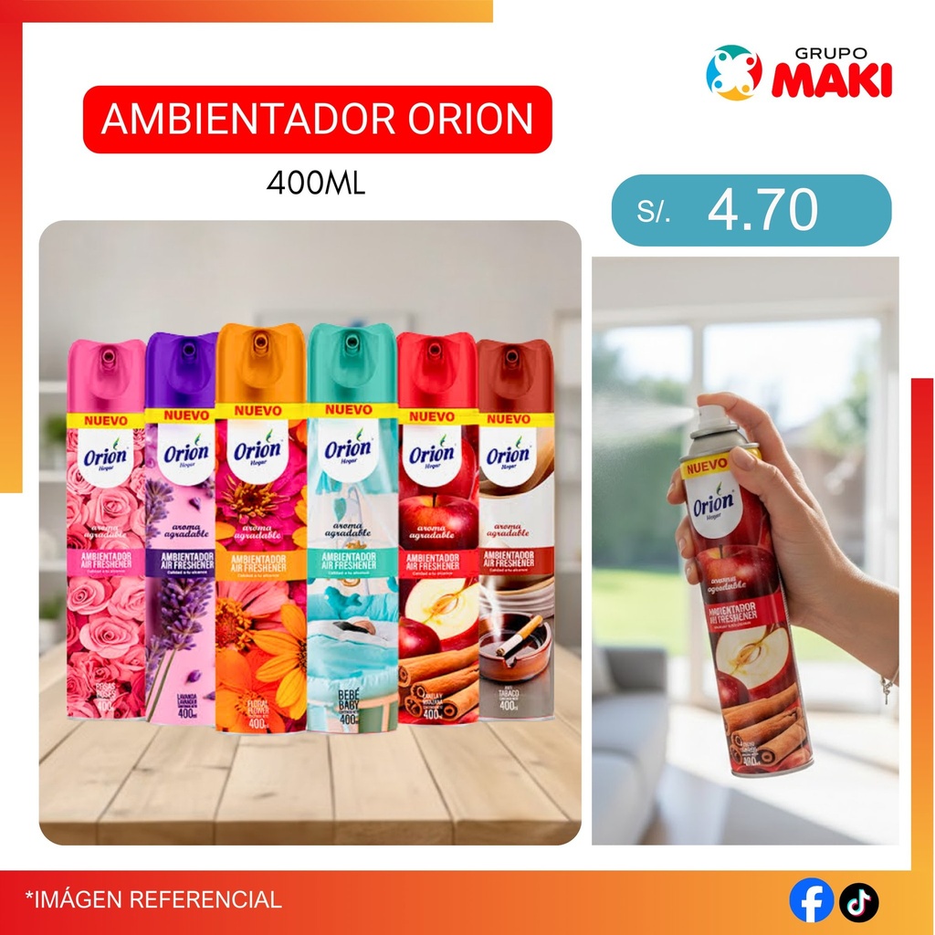 AMBIENTADOR ORION LAVANDA 400ML 14/06