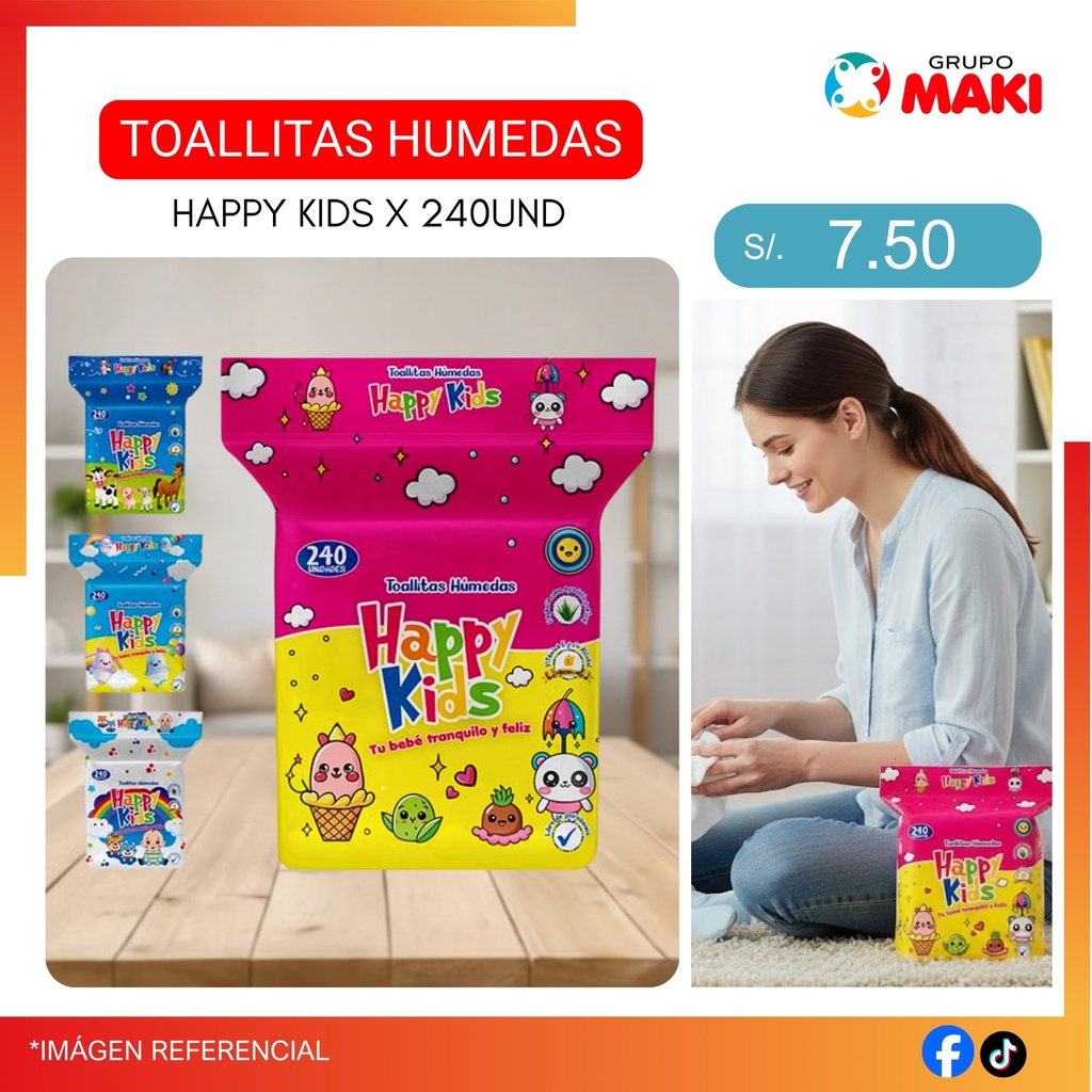 TOALLITAS HUMEDAS HAPPY KIDS X 240UNI 14/06