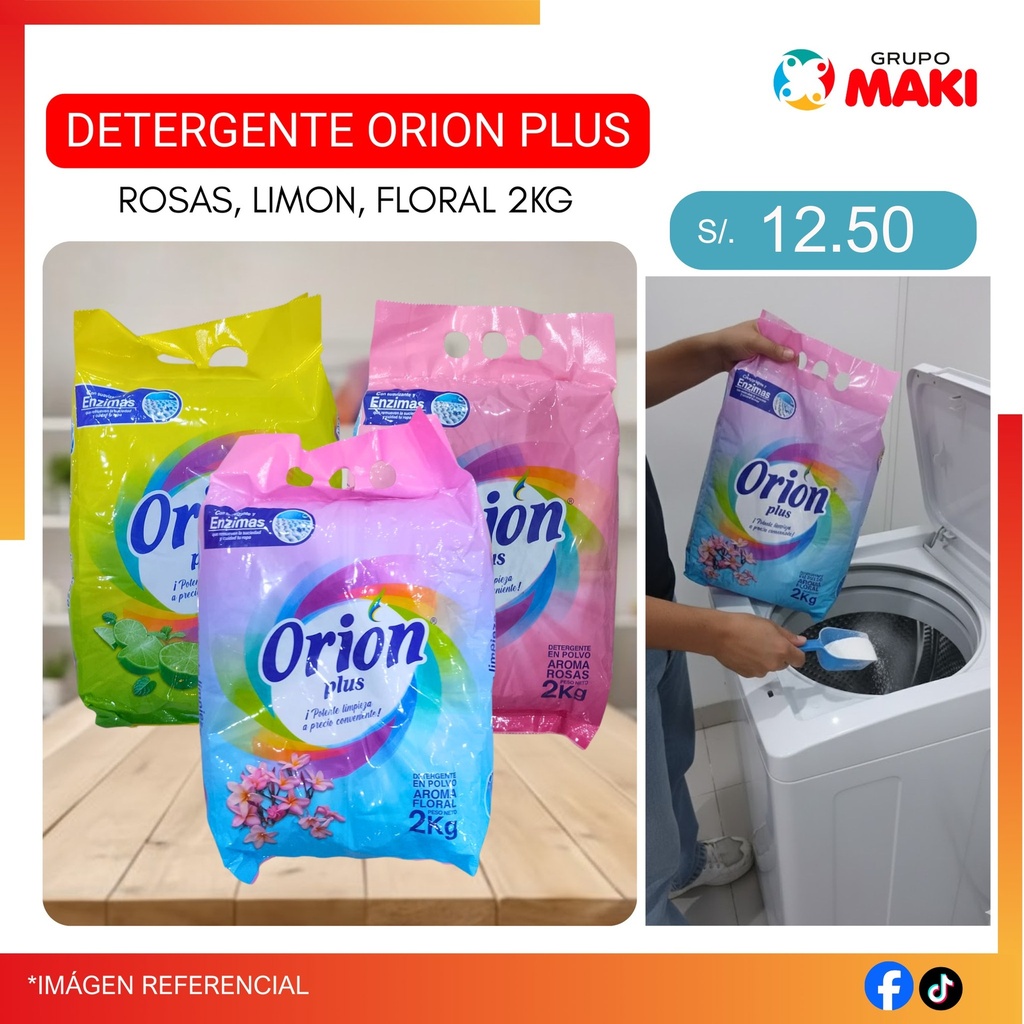 DETERGENTE POWDER ORION PLUS ROSAS 2KG 14/06