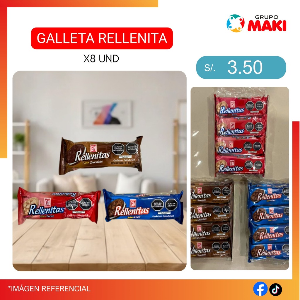 GALLETA RELLENITA X 8UNI16/06 7750106002646 7750106002608 