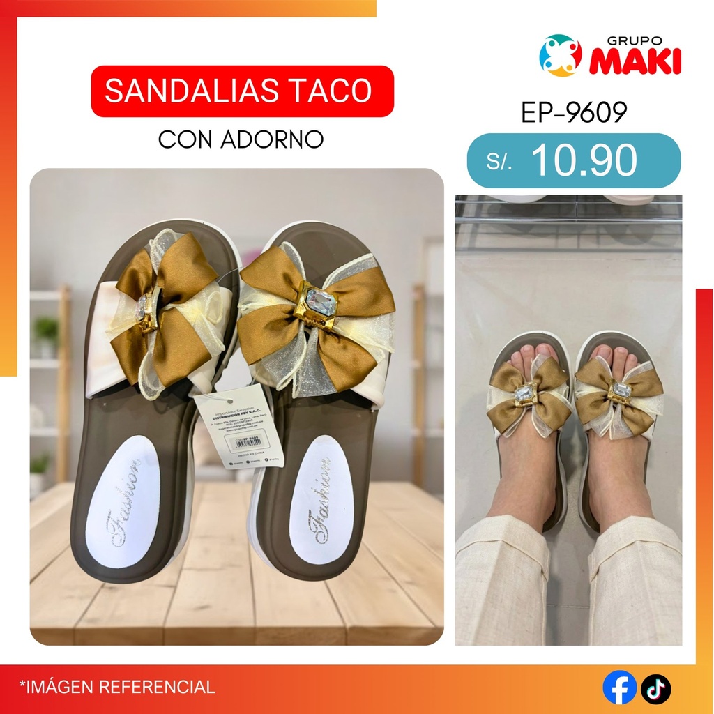 SANDALIAS TACO CON ADORNO